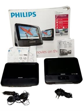 Philips PD7012 7" Dual Screen Portable DVD Player – Tested & Working!